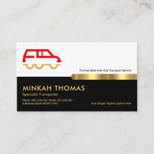 Retro White Black Layers Gold Line Transportation Business Card