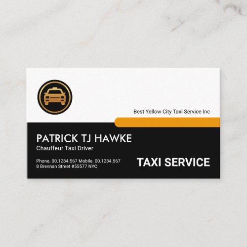 Retro White Black Layers Yellow Tab Taxi Driver Business Card