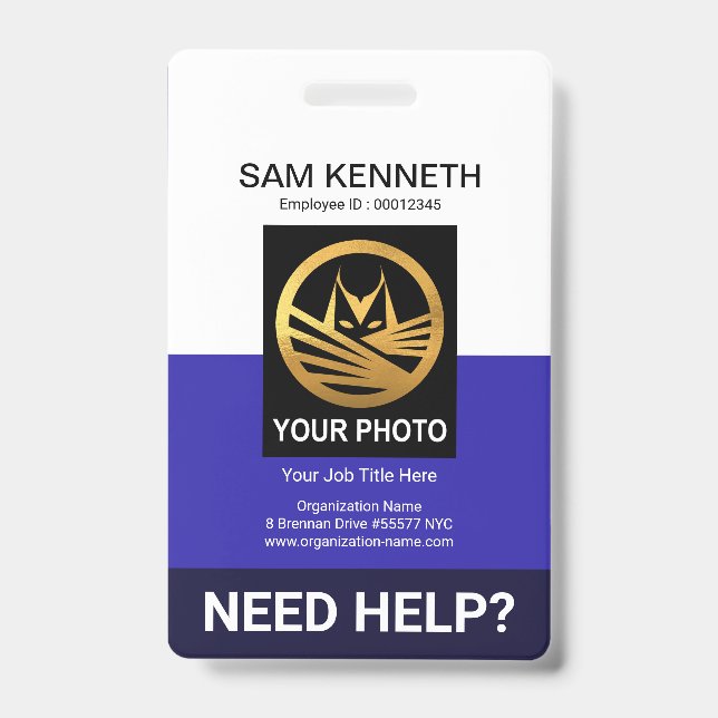 Retro White Blue Columns Medical Social Work Badge (Front)