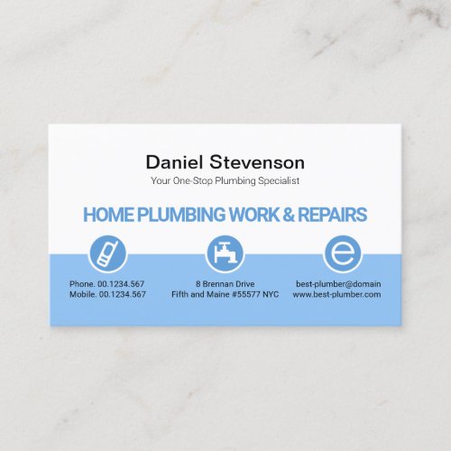 Retro White Blue Layers Plumbing Icon Buttons Business Card