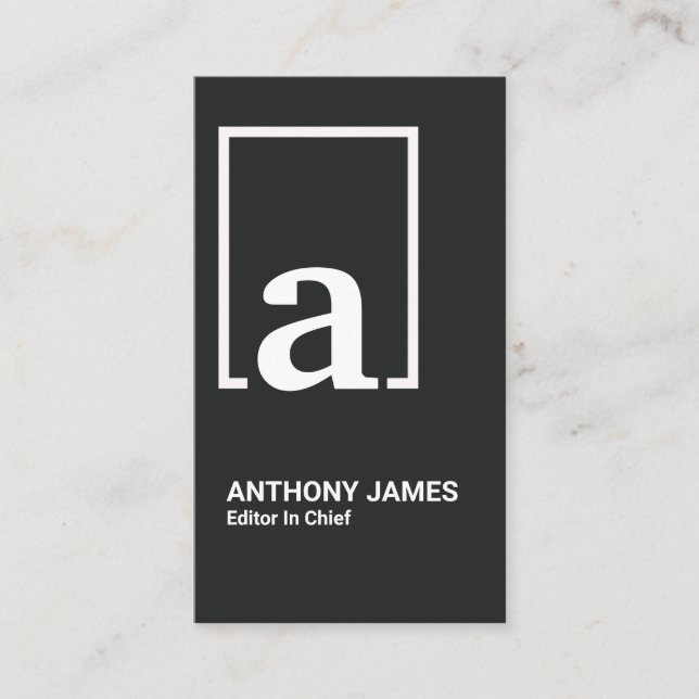 Retro White Box Simple Monogram Letter Business Card (Front)