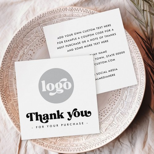 Retro white business thank you insert card