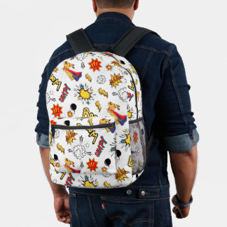 Retro White Comic Book Pop Art Explosion Pattern Printed Backpack