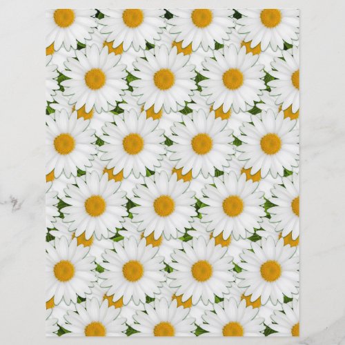 Retro White Daisies Sunny Floral Art Craft Paper