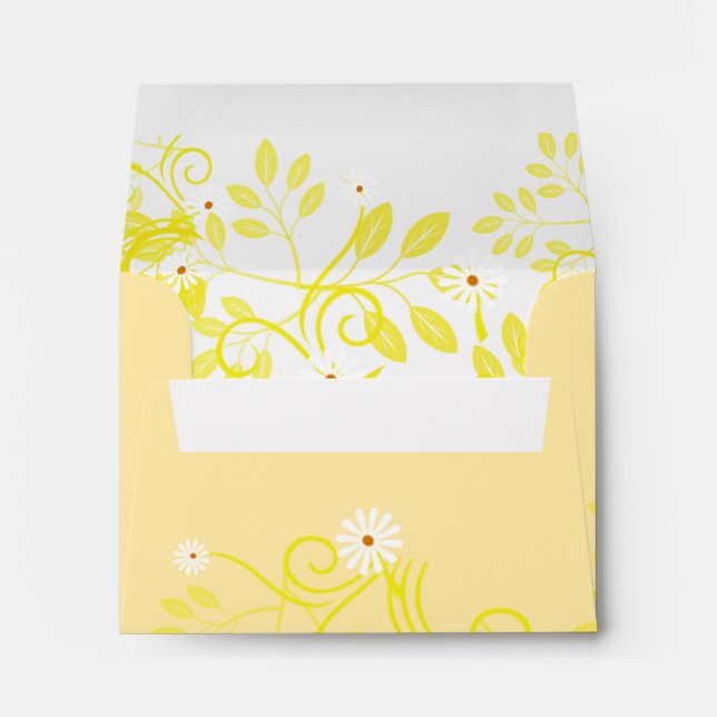 Retro White Daisy and Yellow Special Event Mailing Envelope (Back (Bottom))