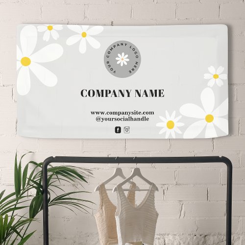 Retro White Daisy Business Logo Social Media Event Banner