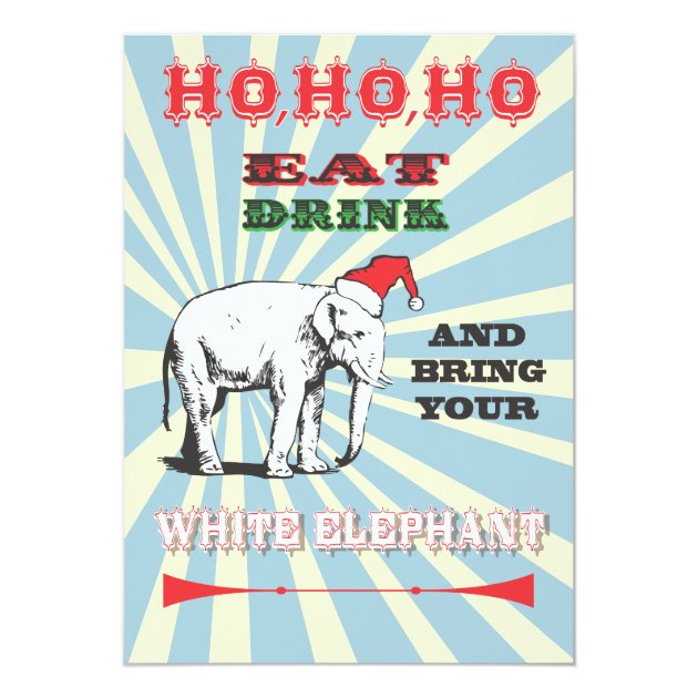 Retro White Elephant Christmas Party Invitations