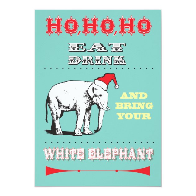 Retro White Elephant Christmas Party Invitations