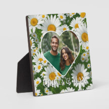 Retro white floral daisy photo heart photo