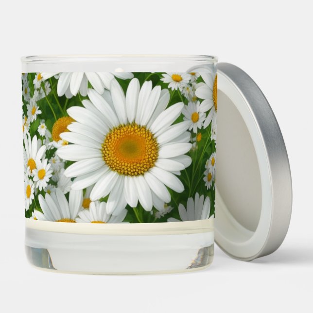 Retro white floral white daisy pattern scented candle (Lid)