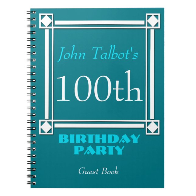 Retro White Frame 100th Birthday Guest Book (Front)