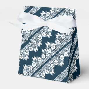 Retro white lace with butterflies on a dark blue b favor boxes
