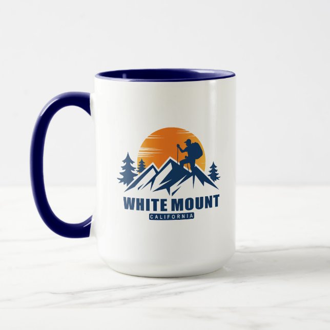 Retro White Mountain Hike T-Shirt Mug (Left)