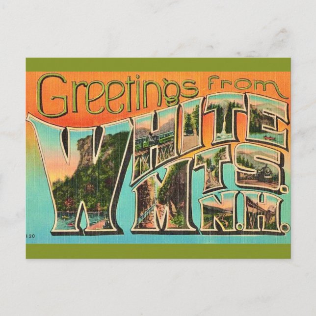 Retro White Mountains Greeting Postcard (Front)