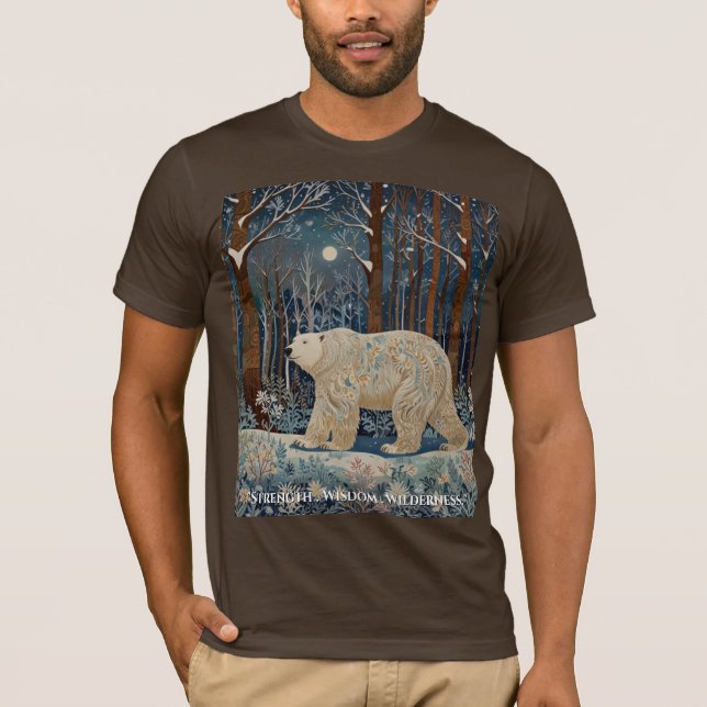 Retro white polar bear boho woodland forest T-Shirt (Front)