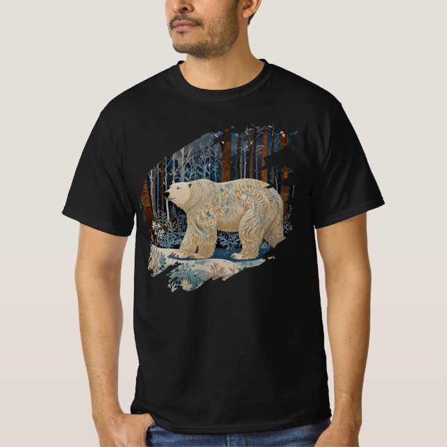 Retro white polar bear boho woodland forest T-Shirt (Front)