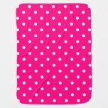 Retro White Polka Dots On A Hot Pink Background Baby Blanket at Zazzle
