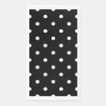 Retro White Polka Dots On Black Paper Guest Towels