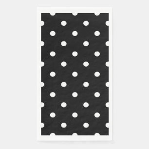 Retro White Polka Dots On Black Paper Guest Towels