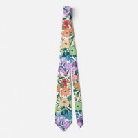 Retro White Rainbow Flowers Pattern
