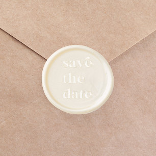 Retro   White Save the Date Wax Seal Sticker