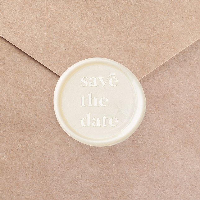 Retro | White Save the Date Wax Seal Sticker (Creator Uploaded)