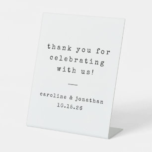 Retro White Typewriter Custom Wedding Thank You Pedestal Sign