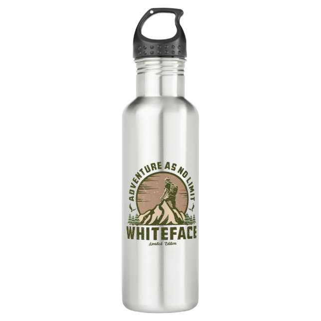 Retro Whiteface Mountain Hike  Stainless Steel Water Bottle (Front)