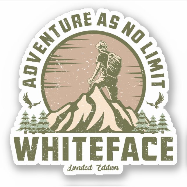 Retro Whiteface Mountain Hike  Sticker (Front)