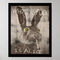 Retro Who The Fck Is Alice Funny Rabbit 
