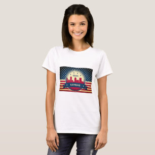Retro Wichita Kansas Skyline T-Shirt