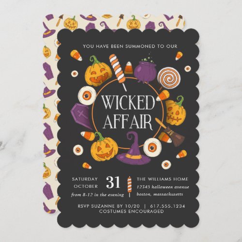 Retro Wicked Affair Halloween Party Invitation