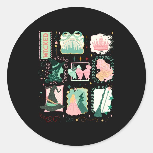 Retro Wicked Stamps Christmas Vibes Clothing Long  Classic Round Sticker (Front)