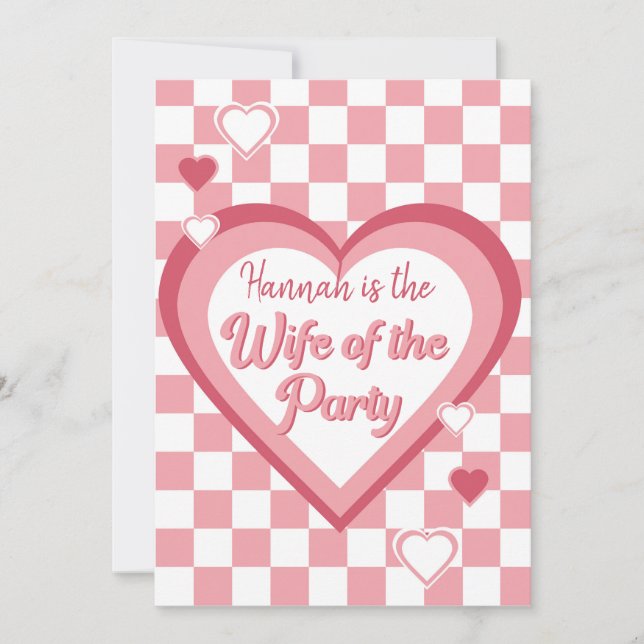 Retro wife of the party Heart Disco Bridal Shower Invitation (Front)