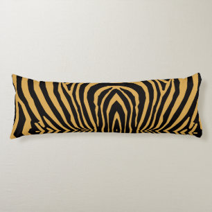 RETRO WILD ANIMAL PRINT PATTERN GOLD BLACK STRIPED BODY PILLOW