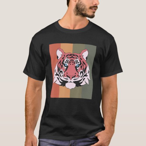 Retro Wild Cat Asian Wildlife Predator Animal Tige T_Shirt