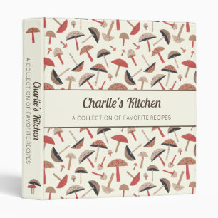 Retro Wild Mushrooms Cute Mushroom Chef Recipes 3 Ring Binder