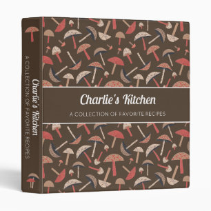 Retro Wild Mushrooms Cute Mushroom Chef Recipes 3 Ring Binder