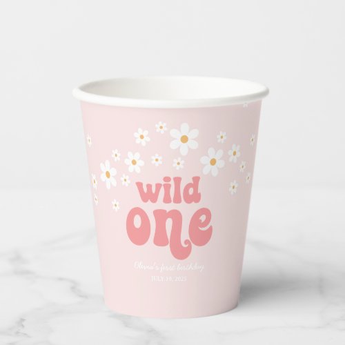 Retro wild one daisy boho first birthday paper cup