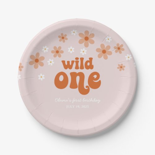 Retro wild one daisy boho first birthday paper pla paper plates