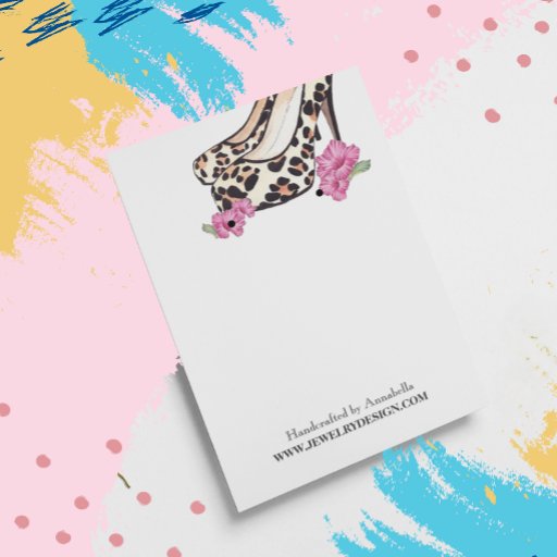 Customizable Lady's Jaguar Stiletto Hibiscus Earring Holder Business Card Template