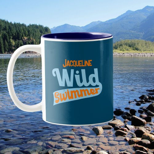 Retro Wild Swimmer Graphic for Women Two_Tone Coffee Mug