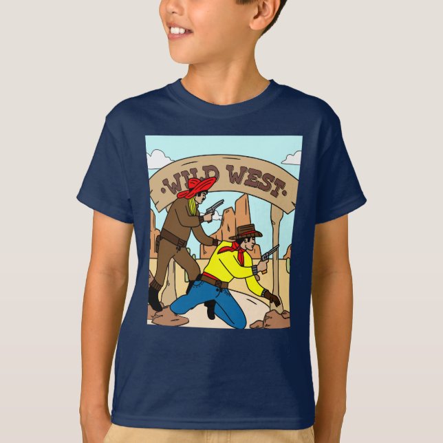 Retro Wild West Cowboys Rodeo T-Shirt (Front)