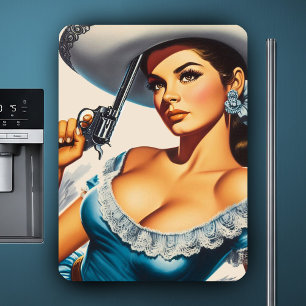 Retro Wild West Pin-up Magnet
