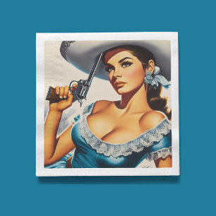 Retro Wild West Pin-up Napkins