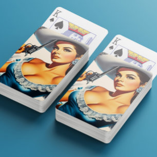 Retro Wild West Pin-up Poker Cards