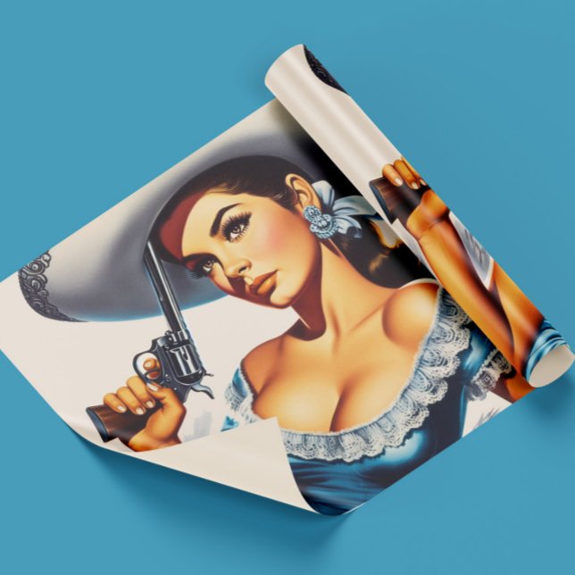 Retro Wild West Pin-up Wrapping Paper (Creator Uploaded)