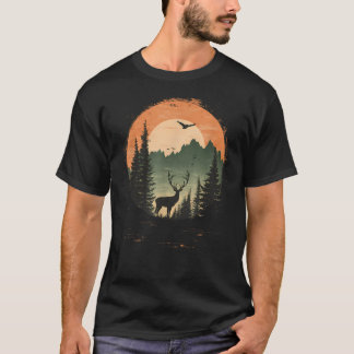 Retro Wilderness Bear Trees Reflection Outdoor T-Shirt