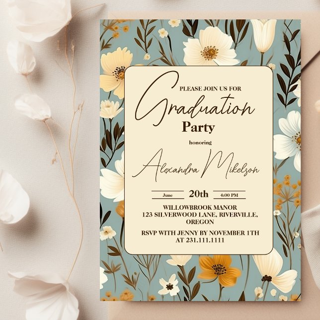  Retro Wildflower 2024 Graduation  Party Invitation (Creator Uploaded)
