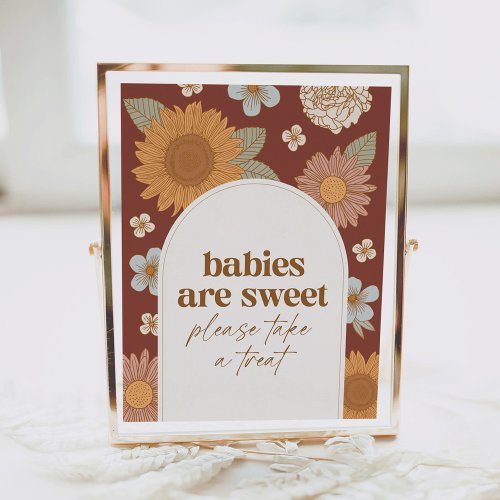 Retro Wildflower Baby Shower Babies are Sweet Sign